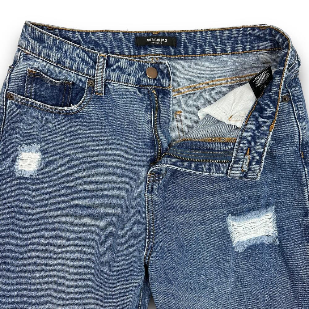 American Bazi Womens High Rise Waist Straight Wide Leg Jeans Distressed Size 5 - Picture 3 of 7